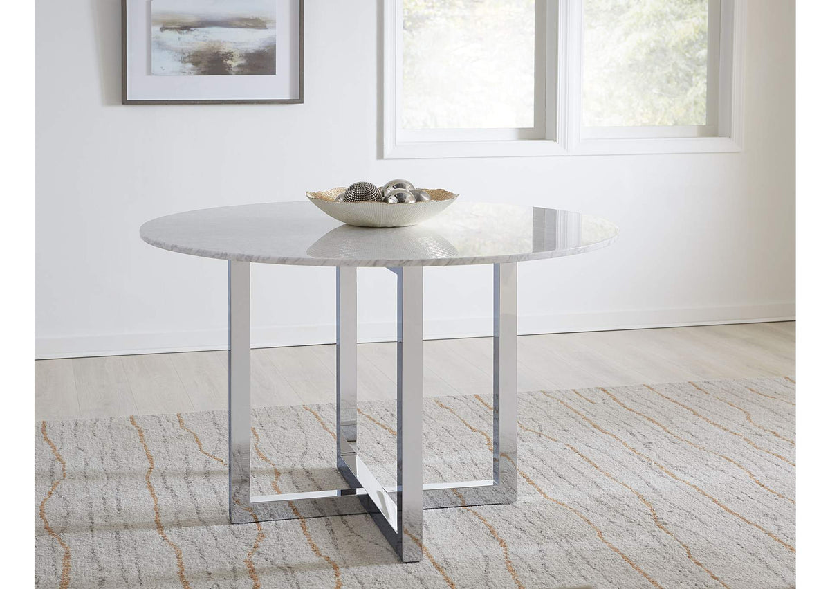 1AJ5624M Amalfi 48 Inch Round Carrara Marble Top Counter Table