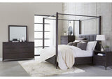 5NL2B5 Lucerne Queen Size Upholstered Canopy Bed In Vintage Coffee