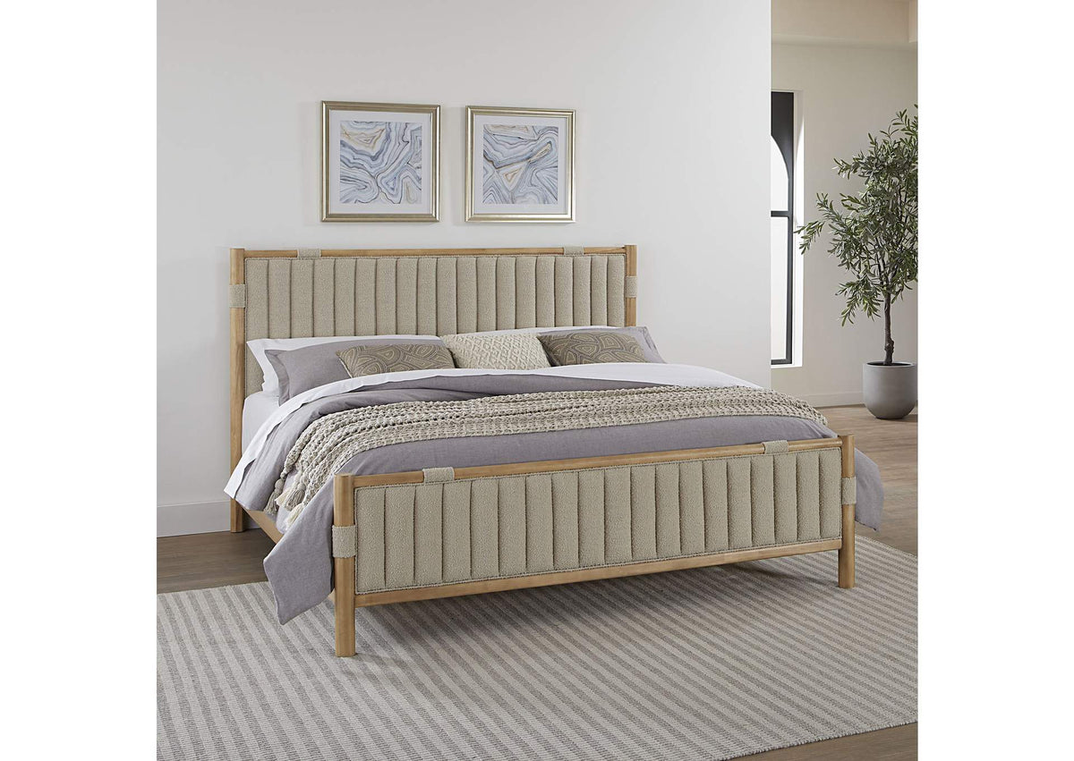 QDTWJ7 Furano Upholstered Panel Bed In Ginger And Brun Boucle