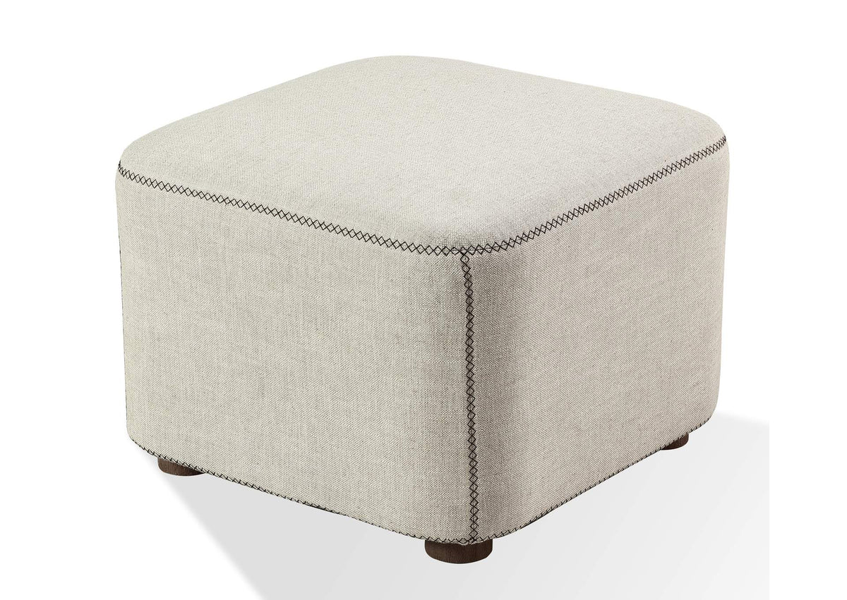 MQMW88 Louis Upholstered Ottoman In Natural Linen