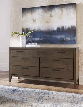 Boracay Seven Drawer Walnut Dresser in Wild Oats Brown