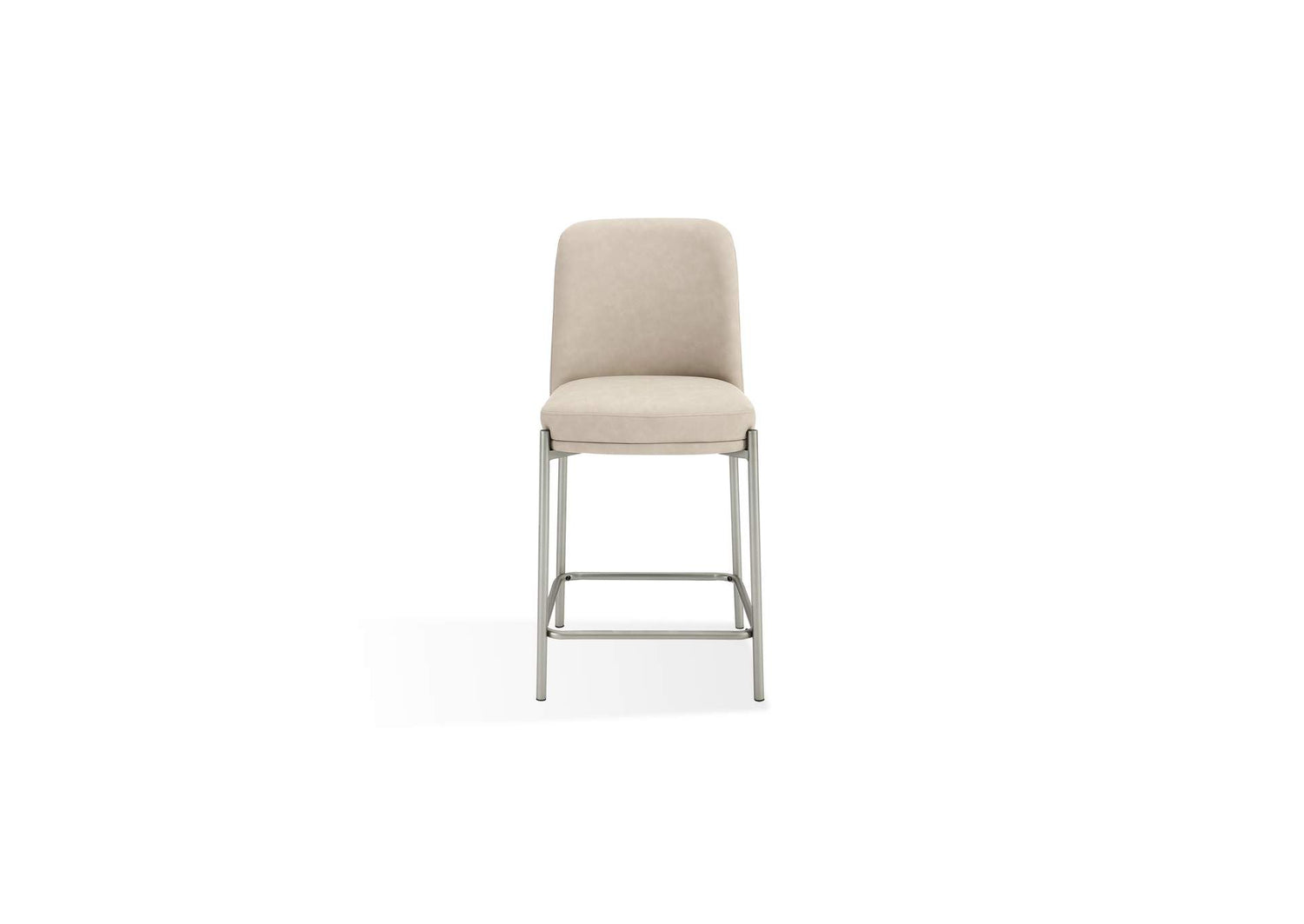 PWTB69JPG Dion Upholstered Counter Stool In Camel Synthetic Leather And Brushed Nickel Metal (Set of 2)