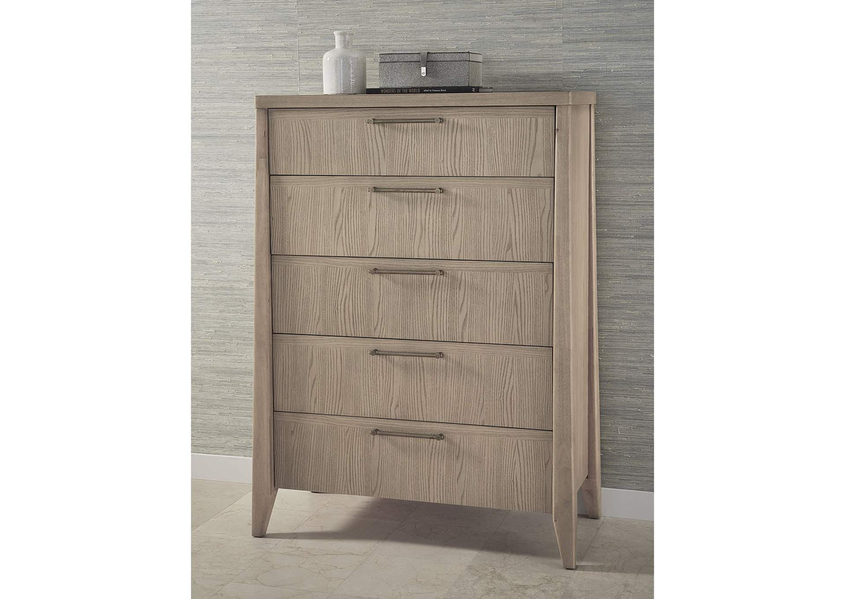 QETW84 Sumire Five Drawer Ash Wood Chest In Ginger