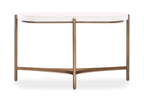 A8N123 Lyon Semi - Circular White Concrete And Metal Console Table