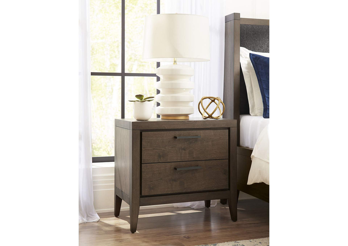 LWY681 Boracay Two Drawer USB Charging Nightstand In Wild Oats Brown