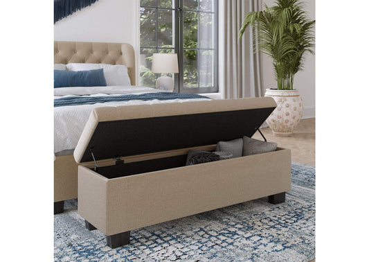 3ZL78846 Levi Tufted Storage Bench In Toast Linen