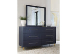 9DKB82A Argento Six Drawer Dresser In Navy Blue And Burnished Brass (2024)