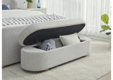 MQNB88 Kiki Upholstered Hinged Storage Bench In Cotton Ball Boucle