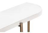 A8N123 Lyon Semi - Circular White Concrete And Metal Console Table