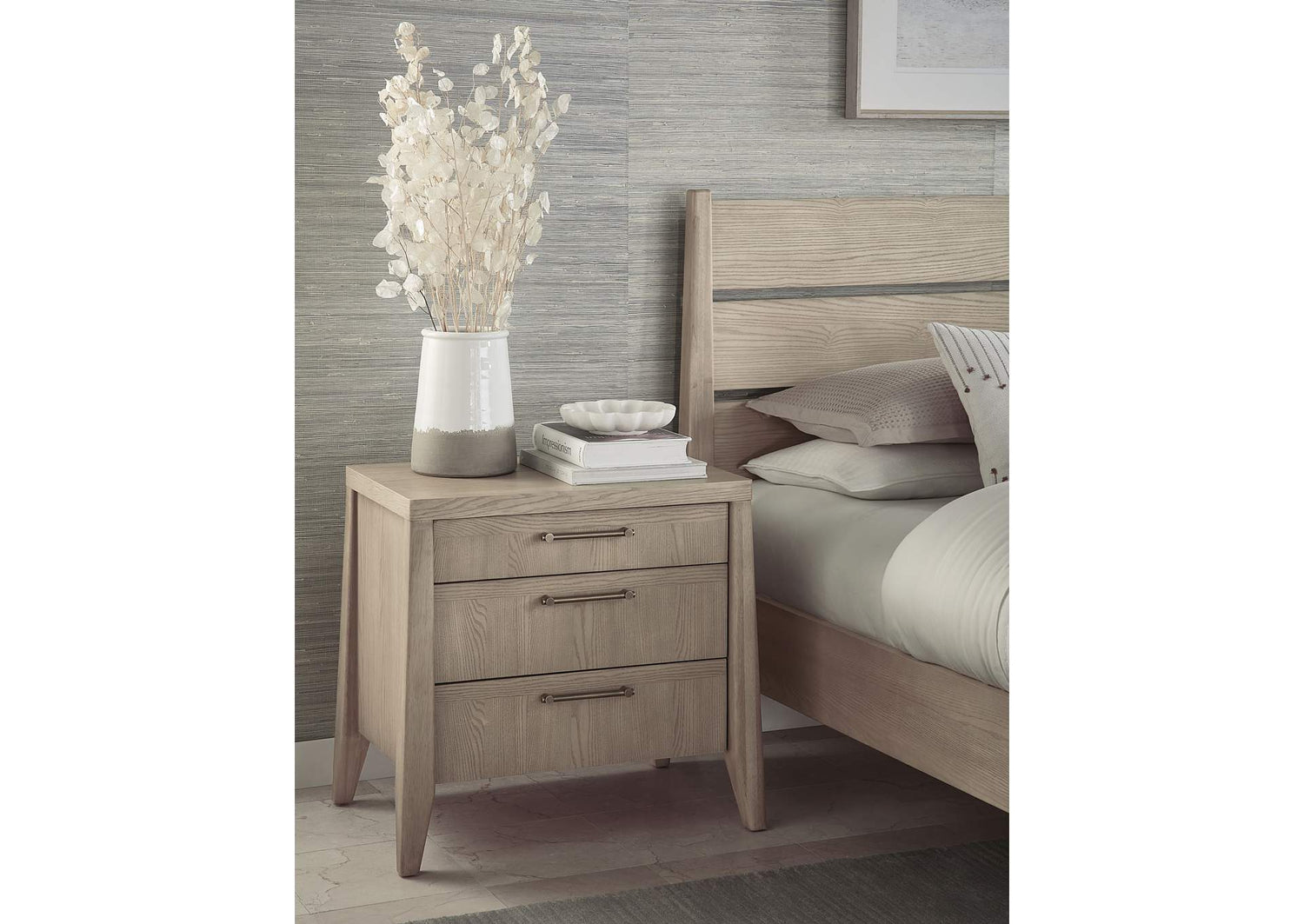 QETW81C Sumire Three Drawer Ash Wood Nightstand In Ginger