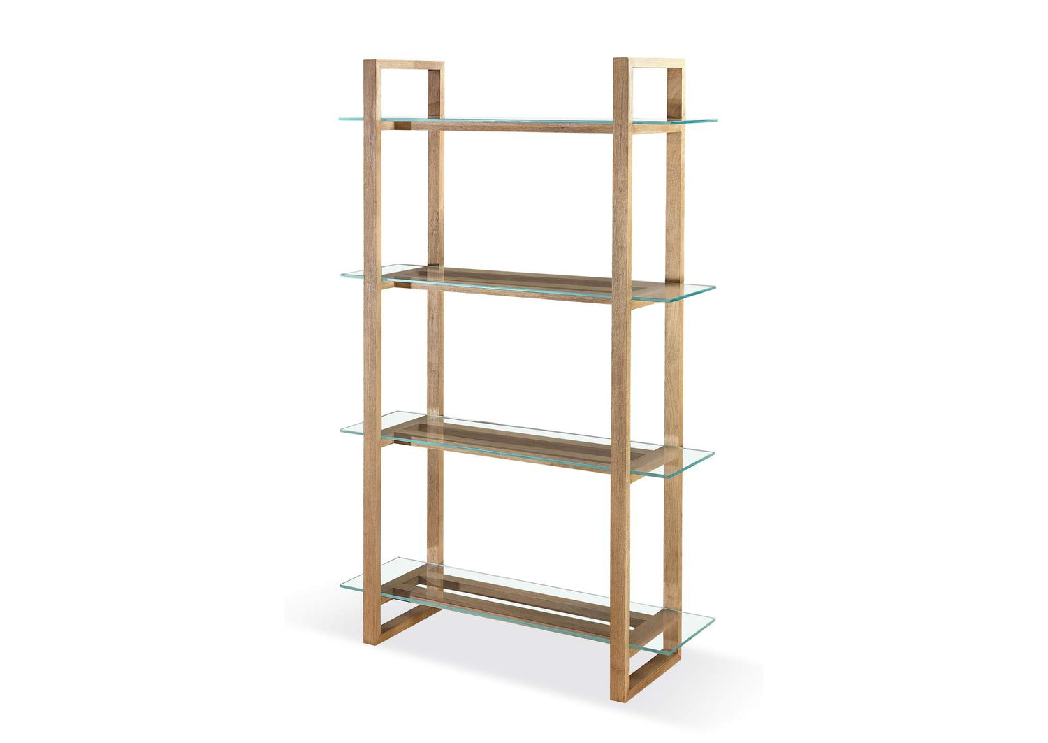 JVLH19 One Modern Coastal Glass Shelf Bookcase In Solid Wood