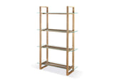 JVLH19 One Modern Coastal Glass Shelf Bookcase In Solid Wood