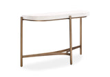 A8N123 Lyon Semi - Circular White Concrete And Metal Console Table
