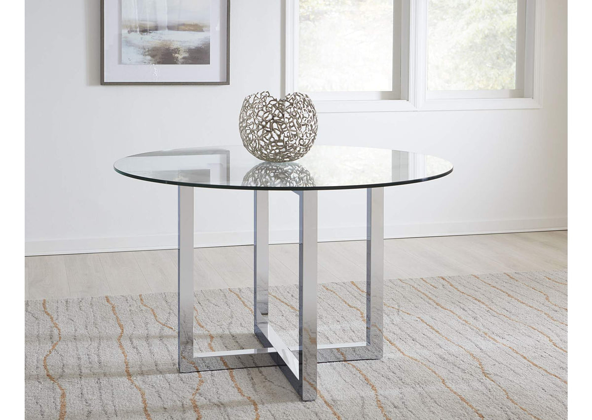 1AJ5614G Amalfi 48 Inch Round Glass Top Dining Table