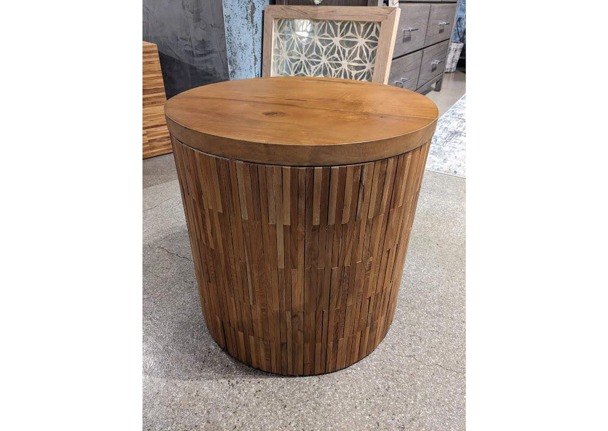 JVHS22E One Wood Tile Round End Table In Solid Teak