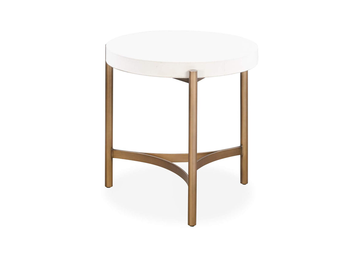 A8N122 Lyon Round White Concrete And Metal Side Table