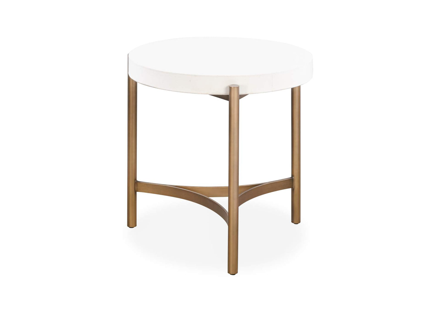 A8N122 Lyon Round White Concrete And Metal Side Table