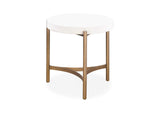 A8N122 Lyon Round White Concrete And Metal Side Table