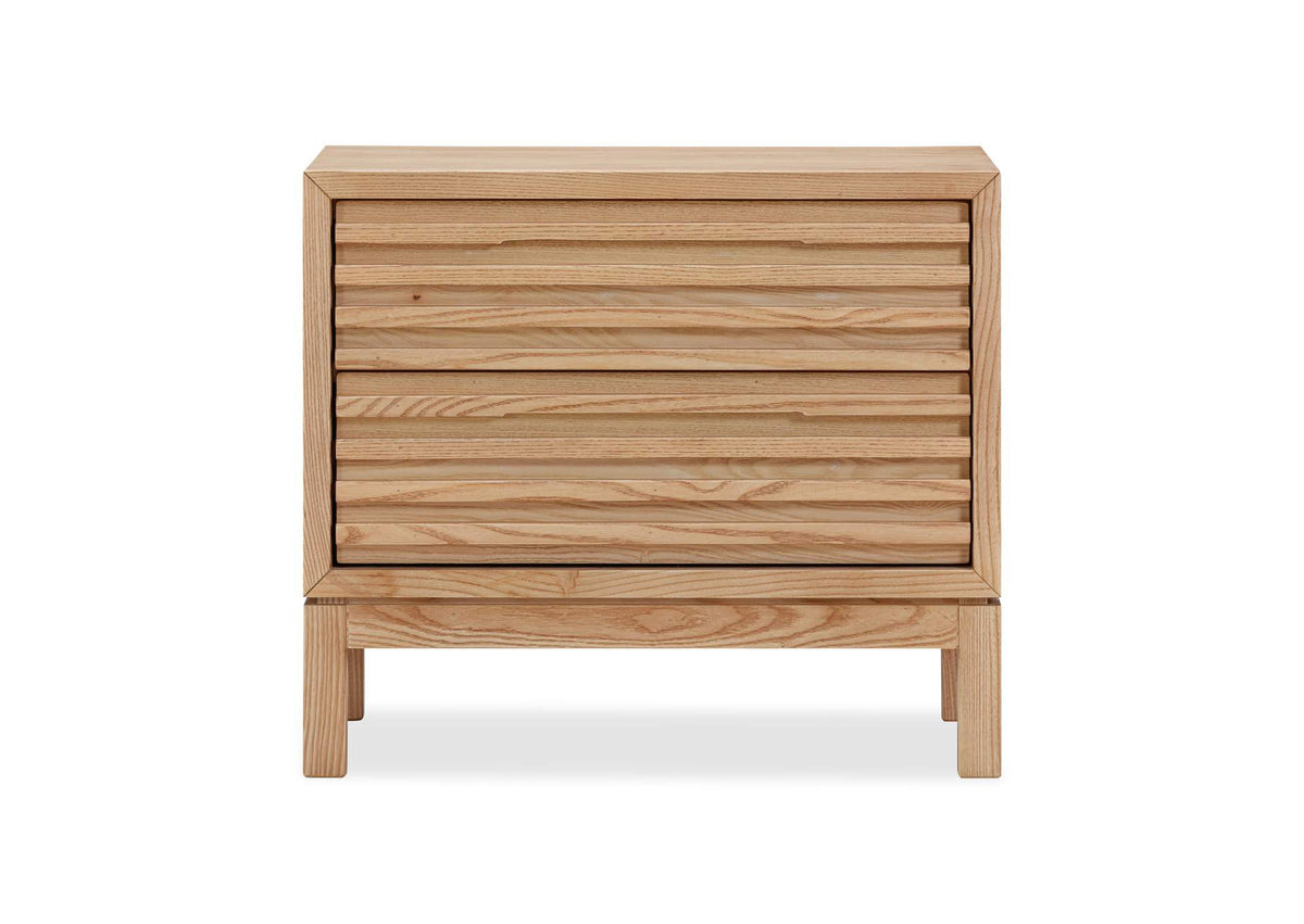 QPUD81 Tanner Two Drawer Ash Wood Nightstand In Flaxen