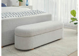 MQNB88 Kiki Upholstered Hinged Storage Bench In Cotton Ball Boucle