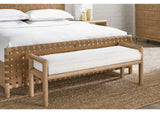 NSPV88 Dorsey Boucle Upholstered Wooden Bench In Granola And Ricotta