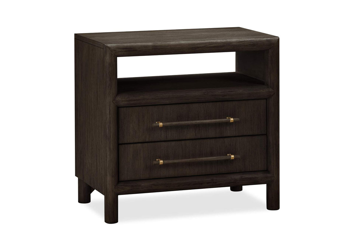 NSU581B Dorsey Two Drawer USB - Charging Nightstand In Basalt Grey