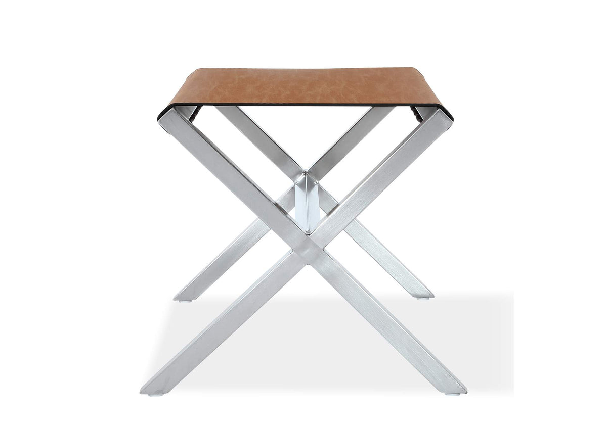 JVHH88B One Coastal Modern Director'S Stool In Stainless Steel And Leather