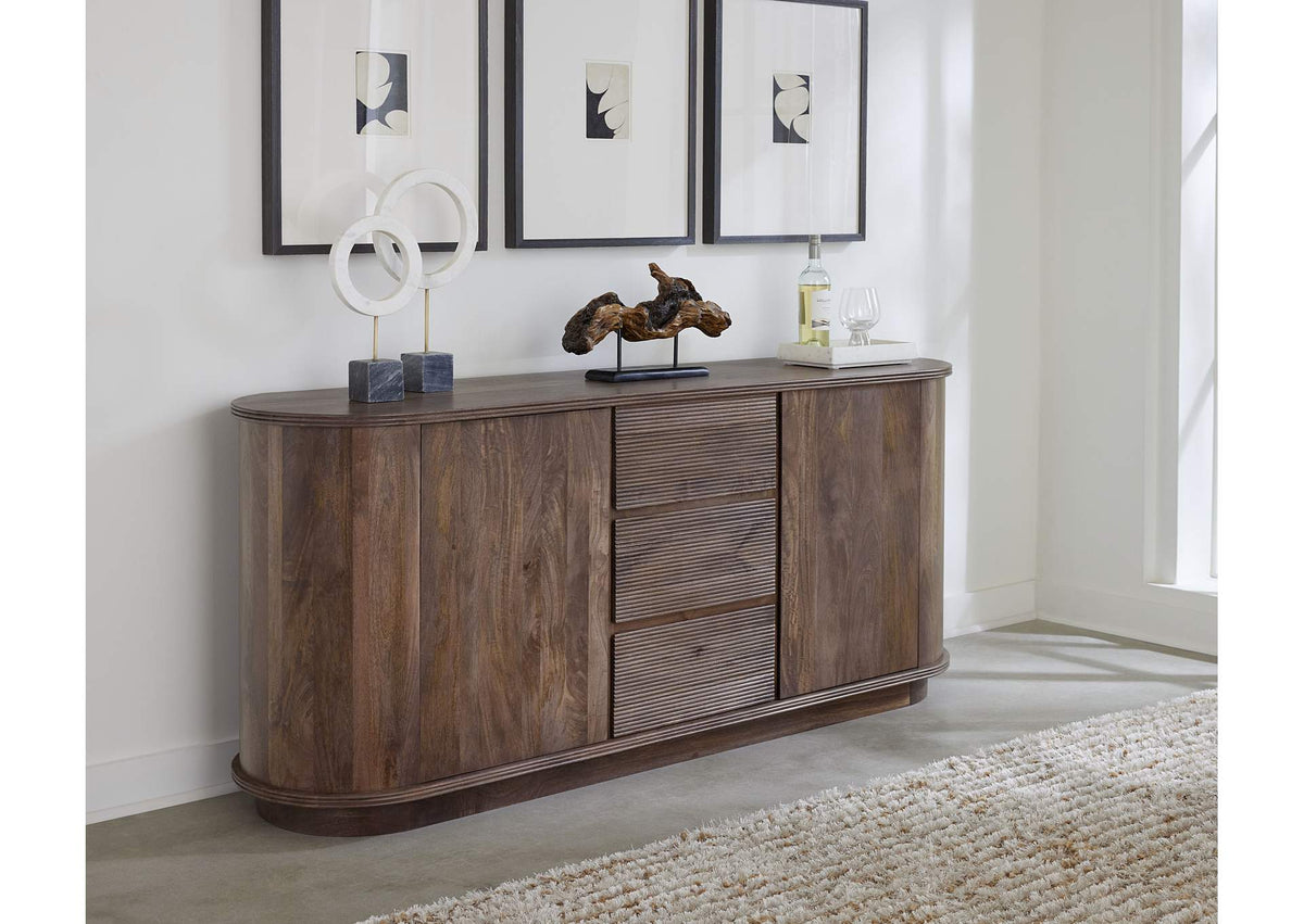 PJRT78 Liyana Solid Wood Three Drawer Two Door Sideboard In Natural Tan
