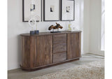 PJRT78 Liyana Solid Wood Three Drawer Two Door Sideboard In Natural Tan