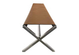 JVHH65 One Modern Coastal Director'S Style Leather Dining Bench In Cognac And Brushed Stainless Steel